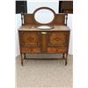 Image 1 : ** Antique Buffet w/Mirrored Backplate (Some Wear & Repair  Needed) - 19" x 48" x 38"