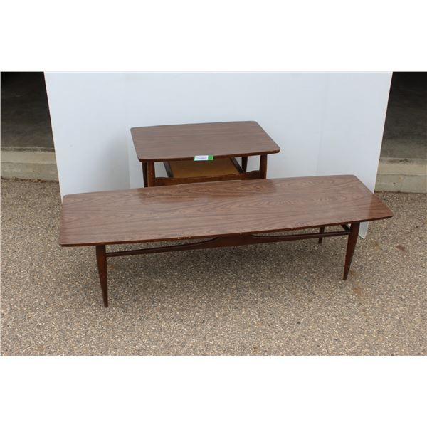 ** MCM Coffee Table & End Table Set (Some Damage) - 19" x 59" x 15" & 19" x 29" x 20"