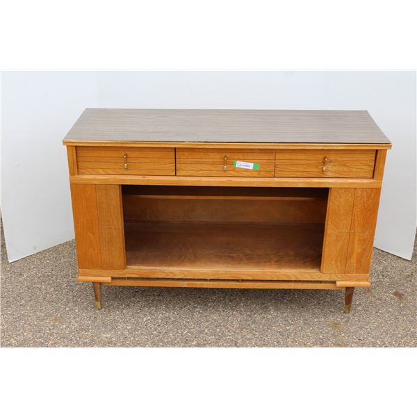 ** MCM Display Cabinet w/Arborite Top Loose (Missing Glass & Drawers Sticky, Some Wear) - 50" x 17.5