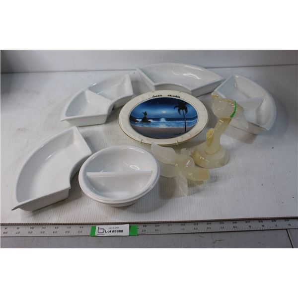 Birds Statue ( Broken ) and Dishware