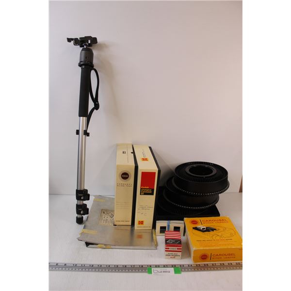 Lot: Kodak Carousel Slide Loaders & Accessories & Tri-pod