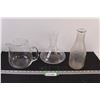 Image 1 : (3) Clear Glass Pitchers - Various Sizes