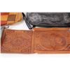 Image 2 : (2) Engraved Leather Squares & (4) Purses (Worn)
