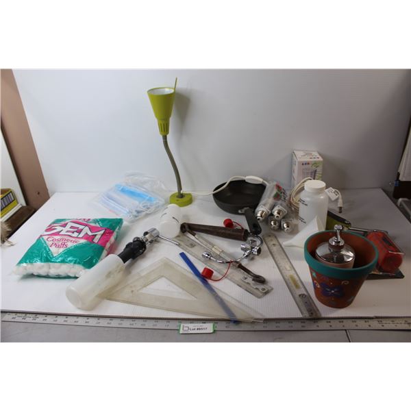 Assorted Items, Frying Pan, Corn Light, Lamp - Untested, Misc.