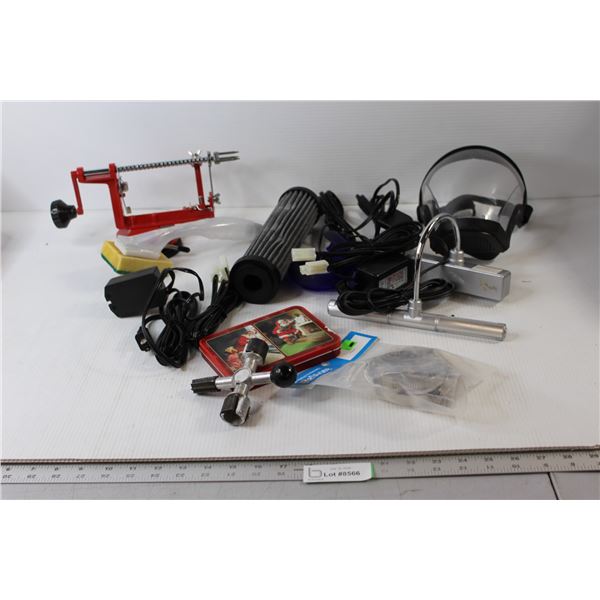 Assorted Cords, Gas Mask, Christmas Playing Cards, Misc.