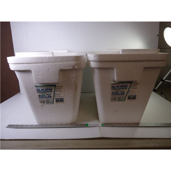 (2) Cryopack Styrofoam Coolers- 40 Can Capacity with Lids