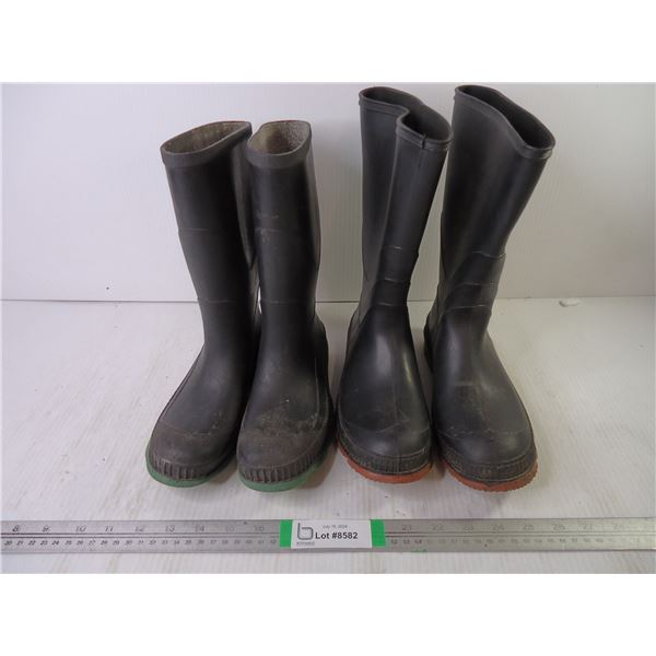 (2) Pairs of Rubber Boots-Size 6 and Size 3