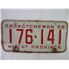Image 3 : (1) 1958 Saskatchewan License Plate