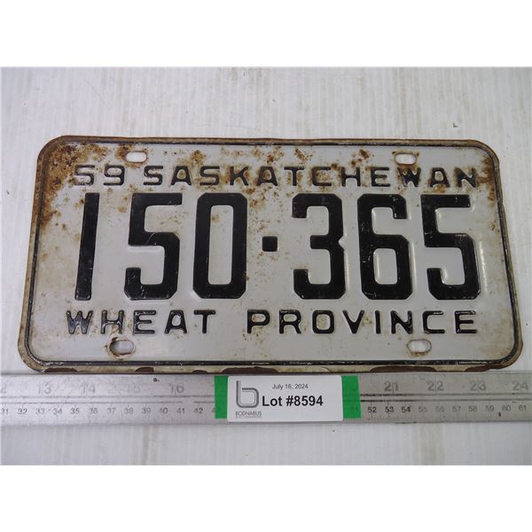 (1) 1959 Saskatchewan License Plate