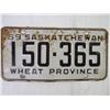 Image 2 : (1) 1959 Saskatchewan License Plate