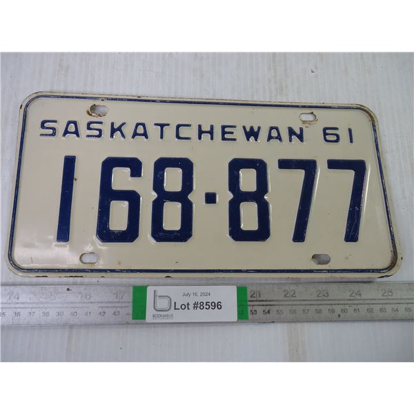 (1) 1961 Saskatchewan License Plate