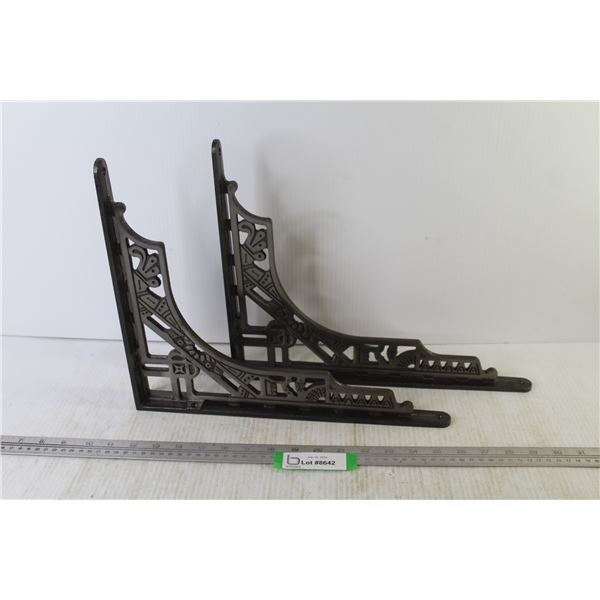(2) Cast Iron Shelf Supports (12" x 14 1/2")