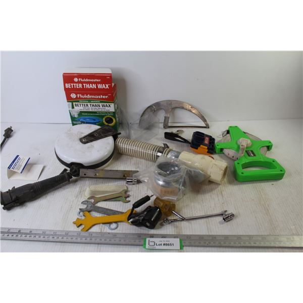 Grip Cloth Measuring Tape Reel - Toilet Wax Seal - Extension Cord Reel - Wrenches - Misc. Items