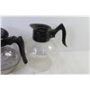 Image 5 : (3) Glass Coffee Pots - Stainless Steel Measuring Pot - Straining Pot