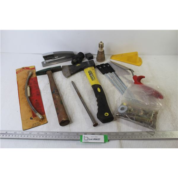 Hatchet - Pick Hammer - Needle Lubricator - Stapler - Garden Tool - Bolts - Misc. Items