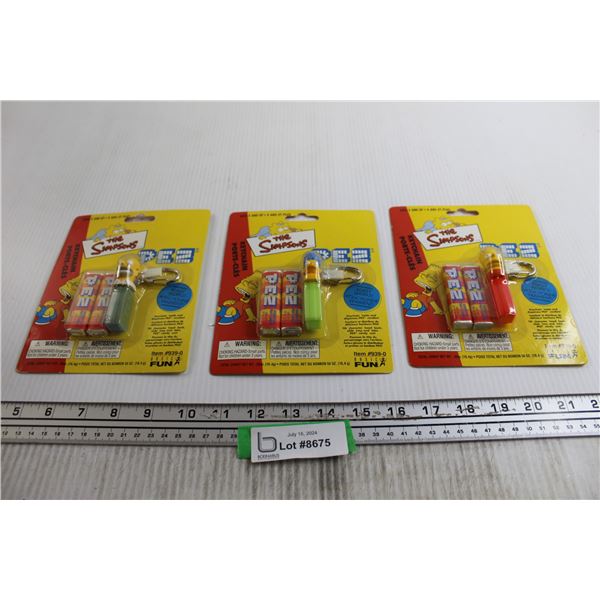 (3) The Simpsons PEZ Keychains