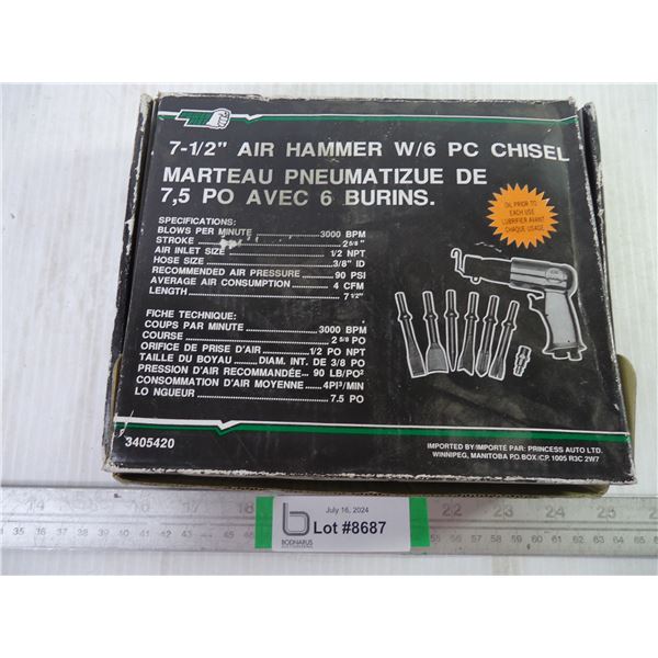 Power Fist 7.5" Air Hammer w/6 PC Chisel