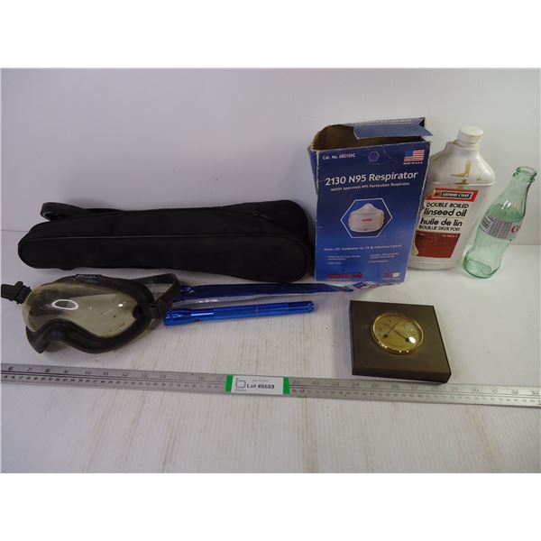 Meter Counter with Case,Goggles,N95 Masks, Linseed Oil, Barometer, Coke Bottle, Spring and Flashligh