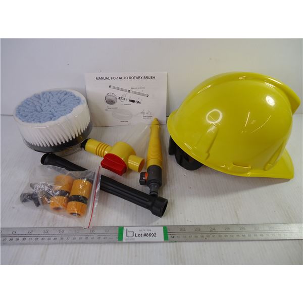 Construction Helmet and Auto Rotary Brush with accessories