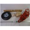 Image 1 : Wood Level, Rubber Tire 8x2.5,Trouble Light0No bulb, untested) and (2) Seashells