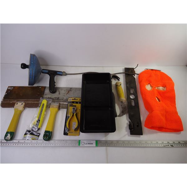 Manual Drain Cleaning Tool, Dethatching Blade 16",Balaclava,Drywall Tools, Hammer and Wire Cutters