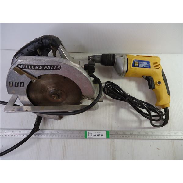 Millers Falls Skilsaw and Power Fist Electric Drywall/Deck Screw Gun (both power on)