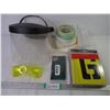 Image 1 : Plastic Face Shield, Safety Glasses, Drywall Tape, Oil Board Stencils, Phone Case,(2) small plastic 