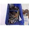 Image 6 : Box of Wood Plug Cutter Drill Bits,(3) Welding Magnets, Level, Chalk and Container of Hardware