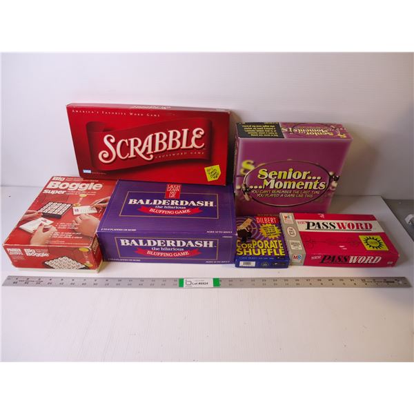 (6) Various Classic Board Games-Scrabble, Balderdash, Password and more