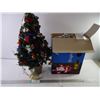 Image 1 : Small Decorated Light Up Tree and Box of Christmas Bulbs