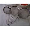 Image 2 : (6) Assorted Size Strainers and (1) Green Plastic Bowl