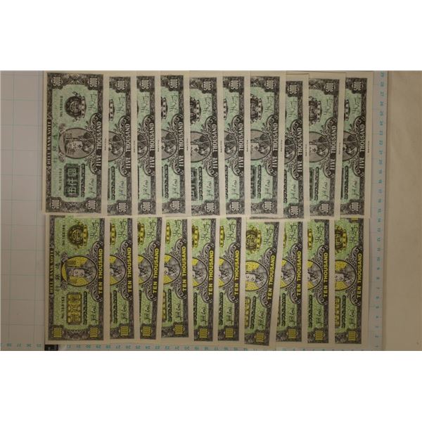 20 CHINESE COLORIZED HELL NOTES: 10-$5000 & 10-