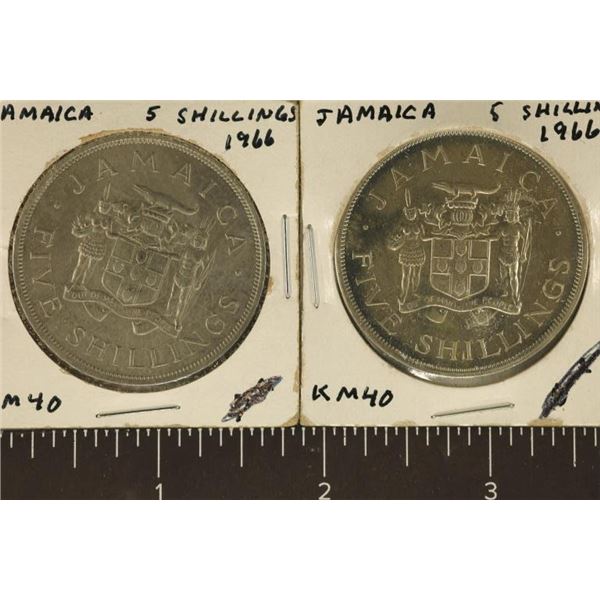 2-1966 JAMAICA 5 SHILLINGS, ONE IS PROOF