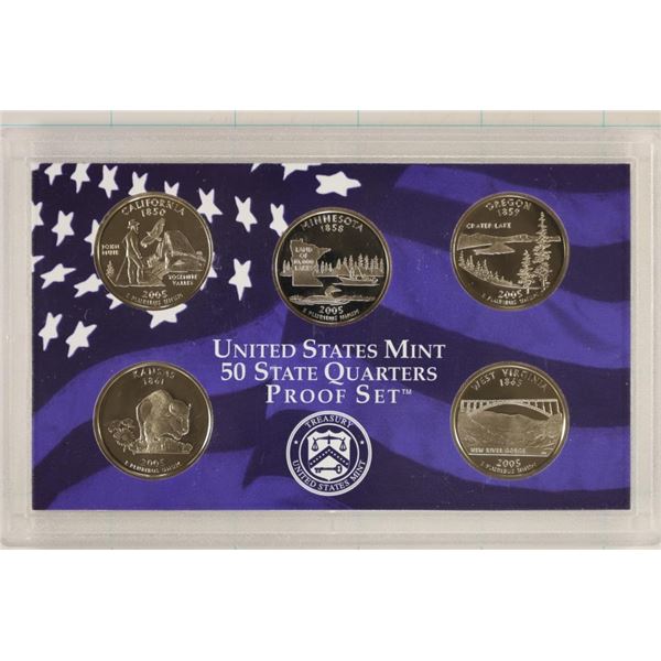 2005 US 50 STATE QUARTERS PROOF SET NO BOX