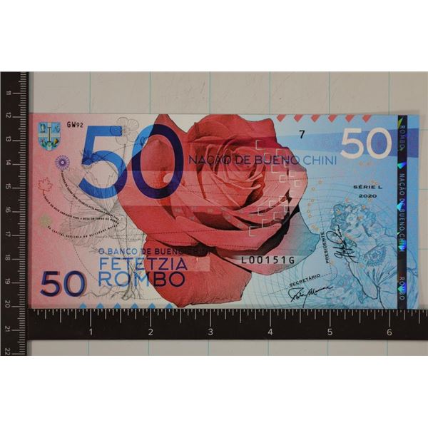 2020 BANK OF BUENO CHINI 50 ROMBO CRISP UNC
