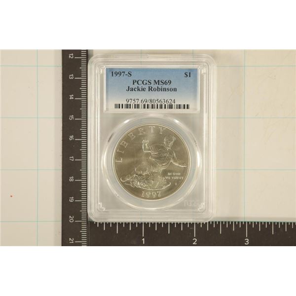 1997-S JACKIE ROBINSON SILVER DOLLAR PCGS MS69
