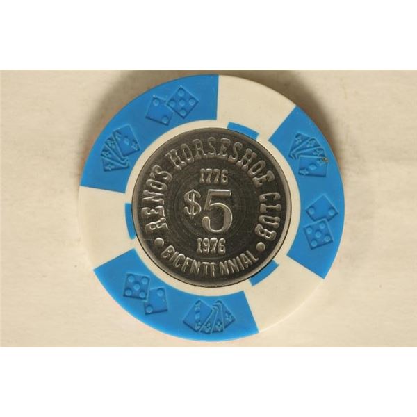 RENOS HORSESHOE CLUB $5 1776-1976 BICENTENNIAL