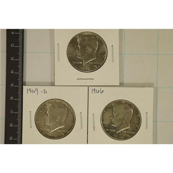 1966 & 2-1969-D 40% SILVER JOHN F. KENNEDY HALVES