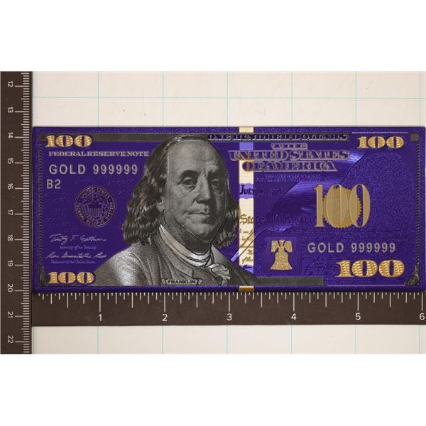 GOLD FOIL COLORIZED REPLICA OF A 2009-A US $100