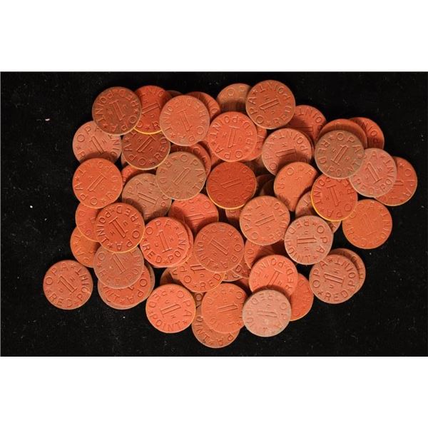 75 US 1 POINT RED RATION WOOD PULP TAX TOKENS
