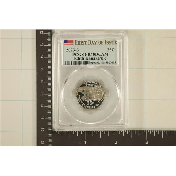2023-S EDITH KANAKA' OLE US QUARTER PCGS PR70 DCAM