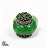 Image 1 : ANTIQUE GREEN GLASS & SILVER PILL BOTTLE