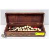 Image 1 : ANTIQUE WOODEN LOCK BOX W CONTENTS