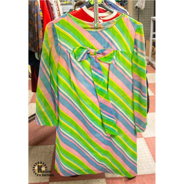 1960S MULTI COLOUR STRIPE DRESS SZ S/M