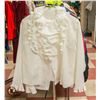Image 1 : PAIR 1970S WHITE RUFFLE LADIES SHIRTS SMALL