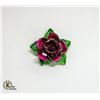 Image 1 : ANTIQUE ENGLISH CERAMIC ROSE BROOCH
