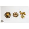 Image 1 : LOT 3 VINTAGE ORNATE BROOCHES