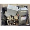 Image 2 : TOTE WITH SQAURE D ELECTRICAL BOXES, AND ASSORTED ELECTRICAL FITTINGS