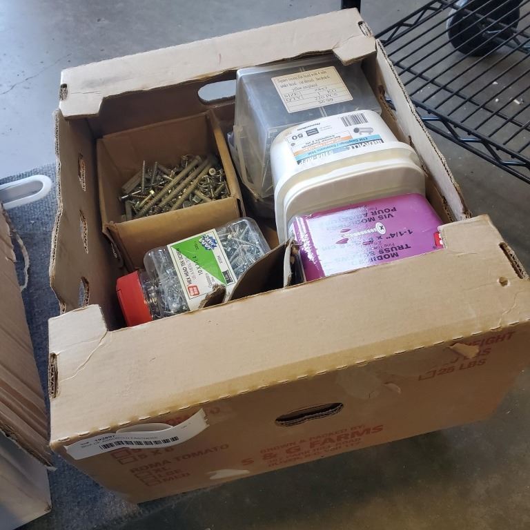 BOX OF ASSORTED FASTNERS