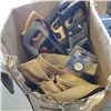 Image 3 : 2 BOXES OF HAND SAWS, POWER CORDS, TOOL BELT, ETC